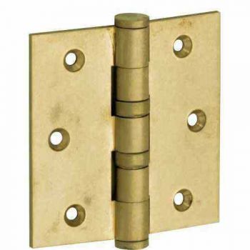 Kogellager scharnier vlak rechte hoek 76x76mm messing getrommeld