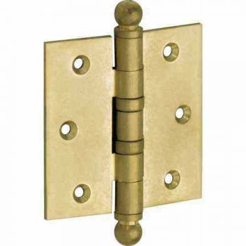 Kogellager scharnier bol rechte hoek 76x76mm messing getrommeld